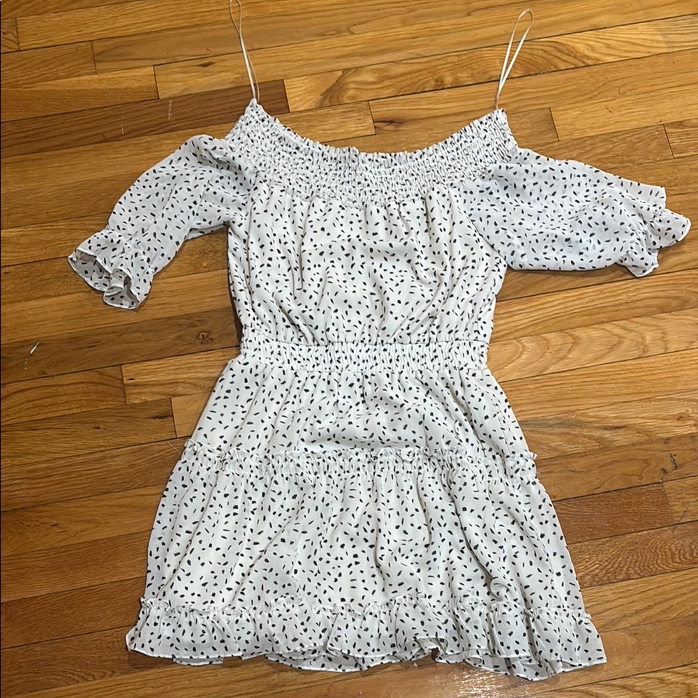 Miami White and Black Puff Sleeve Mini Sundress